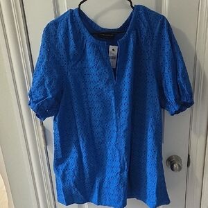 Lane Bryant Vibrant Blue Eyelet Blouse